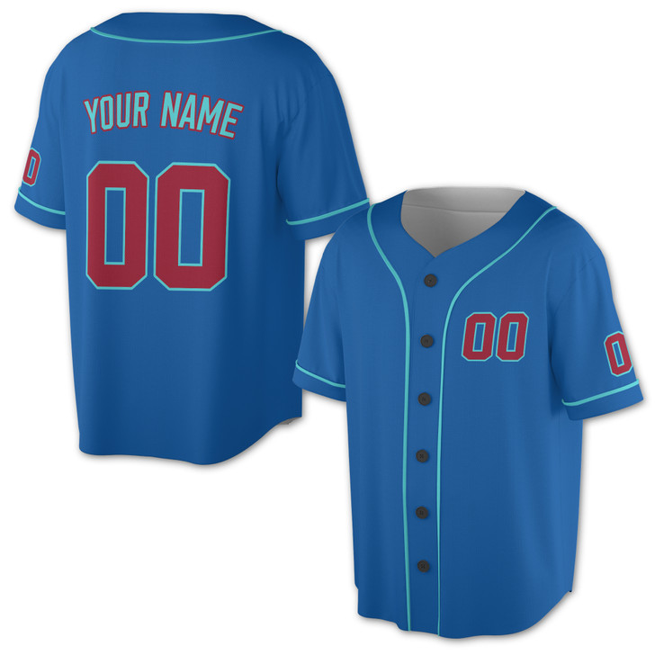 Custom Black Teal Red Baseball Jersey – Minimalist Pattern, Personalized Name & Number – Adult, Youth, Kid