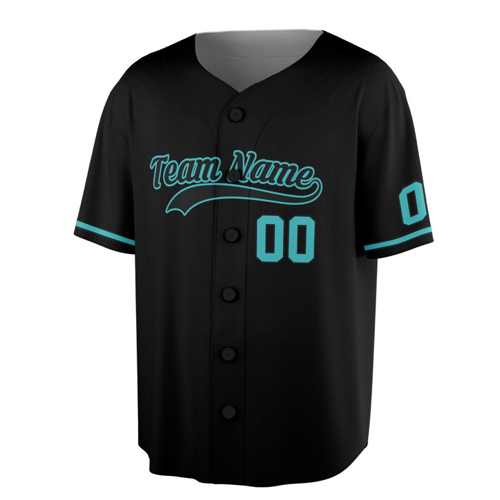 Custom Black Teal Baseball Jersey Minimal Pattern Personalized Name & Number - Adult, Youth, Kid