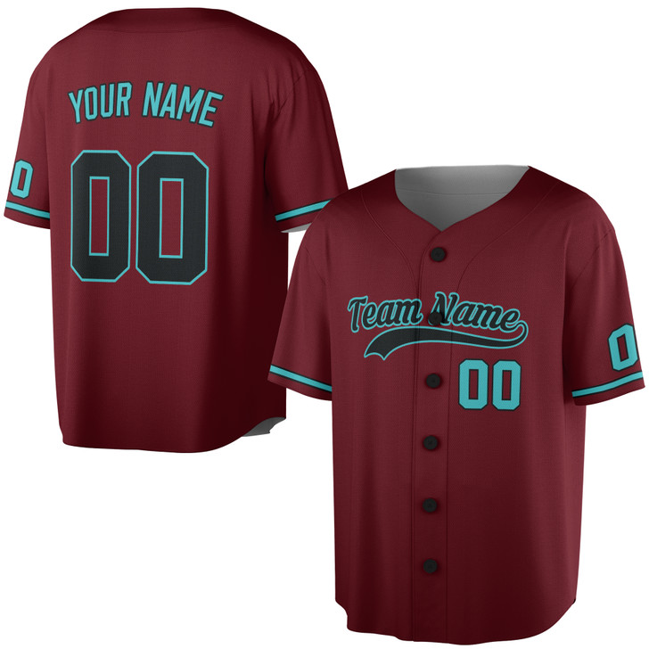 Custom Black Teal Baseball Jersey Minimal Pattern Personalized Name & Number - Adult, Youth, Kid