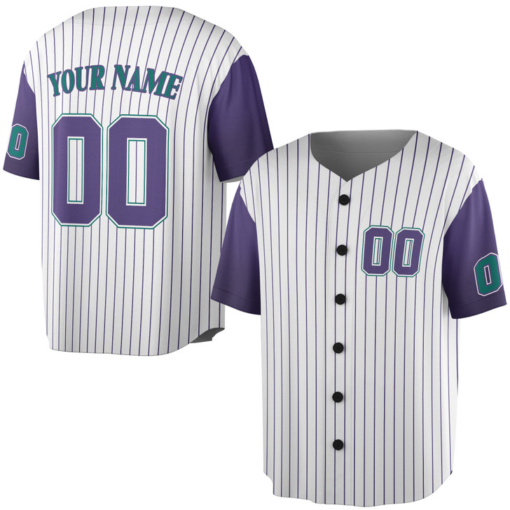 Custom White Purple Pinstripe Baseball Jersey Personalized Name & Number - Adult, Youth, Kid