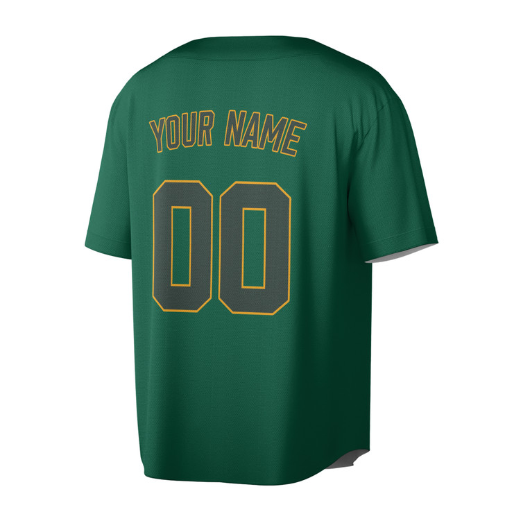 Custom Green Gold Trim Baseball Jersey - Personalized Name & Number - Adult, Youth, Kid