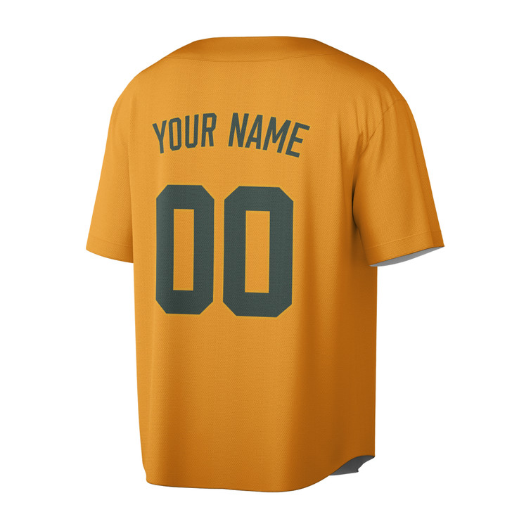 Custom Green Gold Trim Baseball Jersey - Personalized Name & Number - Adult, Youth, Kid