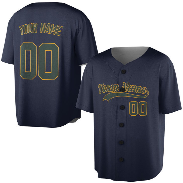 Custom Green Gold Trim Baseball Jersey - Personalized Name & Number - Adult, Youth, Kid