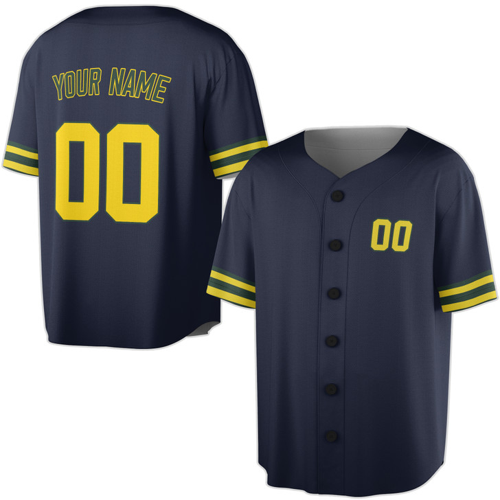 Custom Yellow Baseball Jersey – Minimalist Pattern, Personalized Name & Number – Adult, Youth, Kid