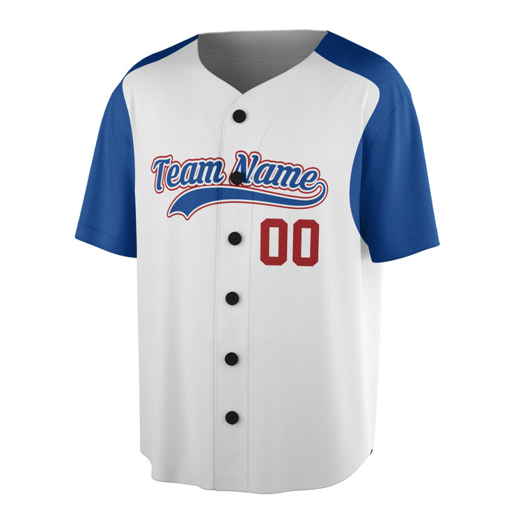 Custom White Blue Red Baseball Jersey Personalized Name Number For Adults Youths Kids