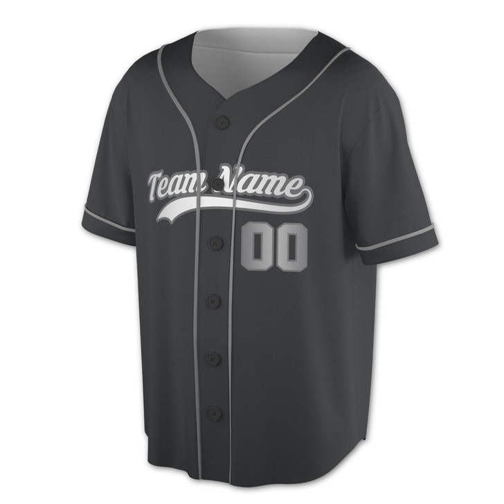 Custom Black Grey Baseball Jersey Personalized Name Number For Adult Youth Kids