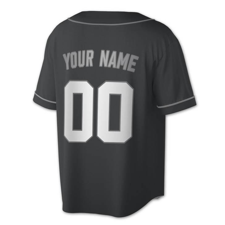 Custom Black Grey Baseball Jersey Personalized Name Number For Adult Youth Kids