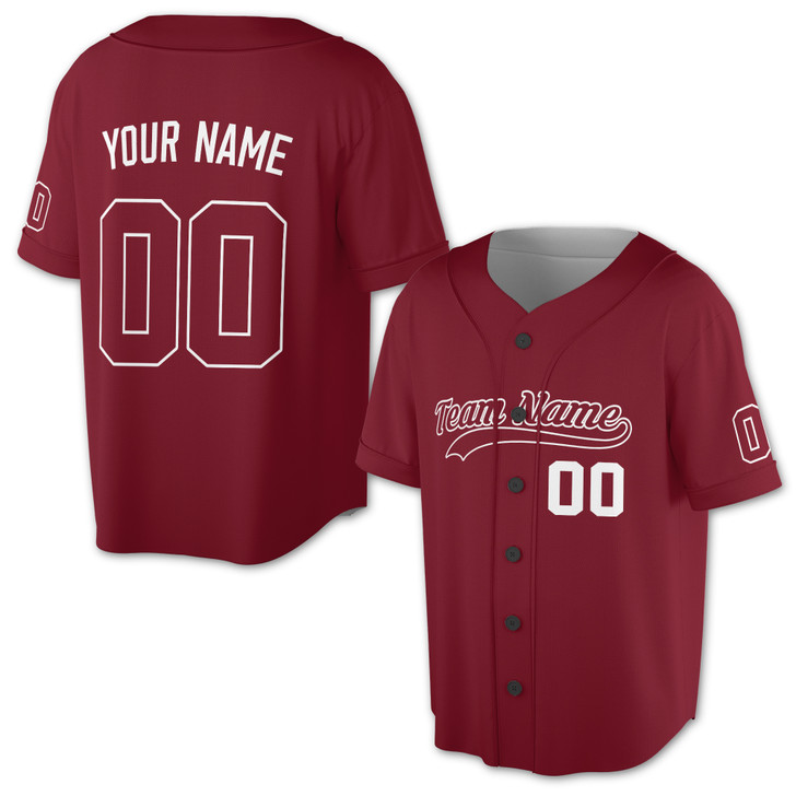 Custom Maroon Baseball Jersey - Personalized Name & Number - Family Adults & Kids