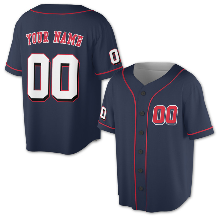 Custom Blue White Red Baseball Jersey - Personalized Name Number For Family Adult, Youth & Kids