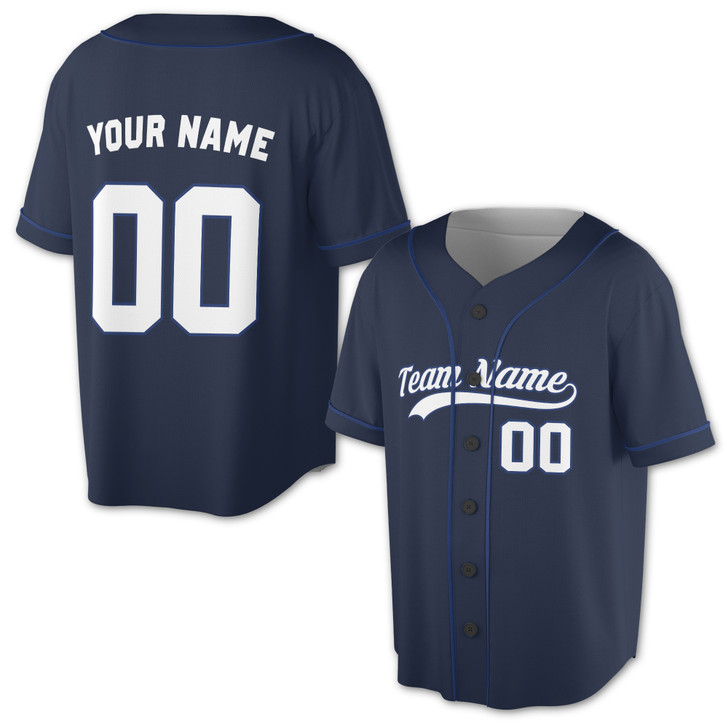Custom Solid Red with Blue Piping Baseball Jersey - Personalized Name & Number - Adult, Youth, Kid.