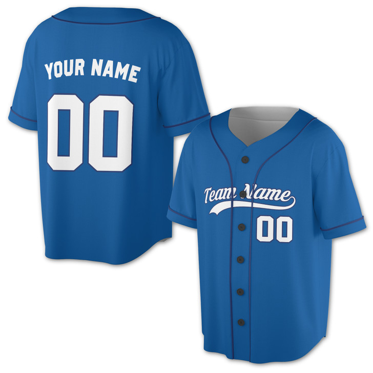 Custom Solid Red with Blue Piping Baseball Jersey - Personalized Name & Number - Adult, Youth, Kid.