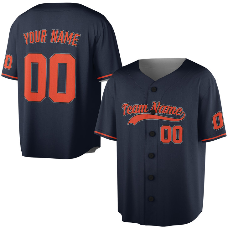Custom Solid with Orange and White Trim Baseball Jersey - Personalized Name & Number - Adult, Youth, Kid