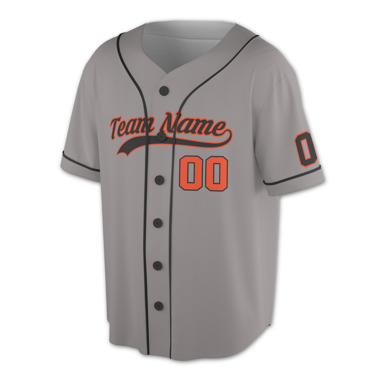 Custom Solid  Black Piping and Orange Trim Baseball Jersey - Personalized Name & Number - Adult, Youth, Kid.