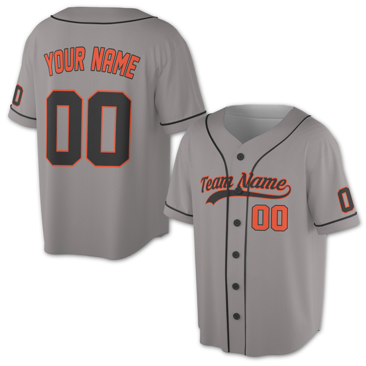 Custom Solid  Black Piping and Orange Trim Baseball Jersey - Personalized Name & Number - Adult, Youth, Kid.