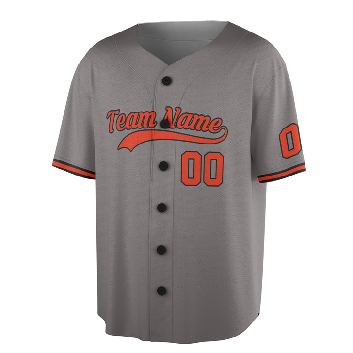 Custom Solid Orange and Black Trim Baseball Jersey - Personalized Name & Number - Adult, Youth, Kid.
