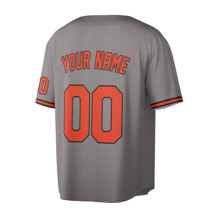 Custom Solid Orange and Black Trim Baseball Jersey - Personalized Name & Number - Adult, Youth, Kid.