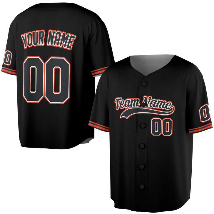 Custom Solid Black and White Trim Baseball Jersey - Personalized Name & Number - Adult, Youth, Kid.