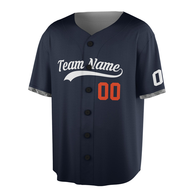 Custom Solid Orange and White ,Camo Trim Baseball Jersey - Personalized Name & Number - Adult, Youth, Kid
