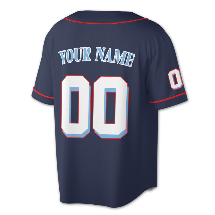 Custom Solid Navy Blue with Red Piping Baseball Jersey - Personalized Name & Number - Adult, Youth, Kid.