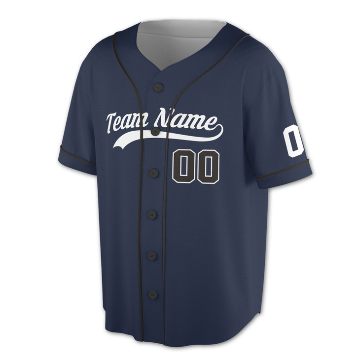 Custom Black and White Solid Baseball Jersey - Personalized Name & Number - Adult, Youth, Kid