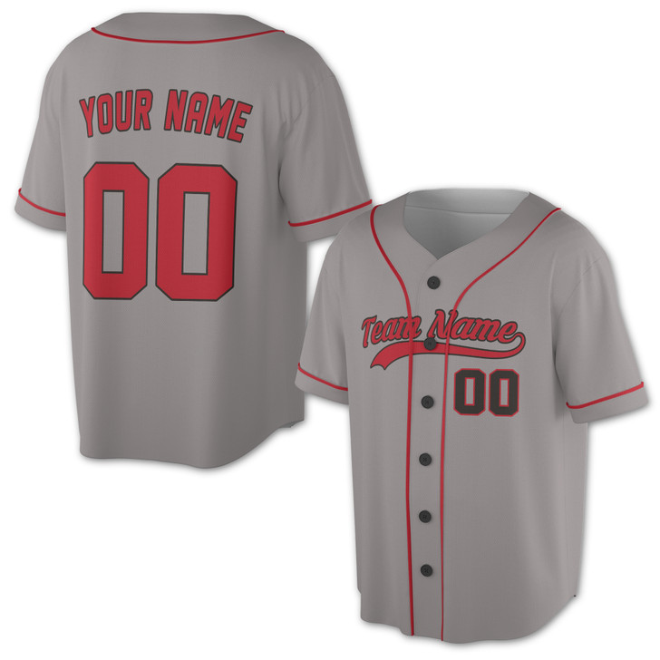 Custom Red Trim Baseball Jersey - Personalized Name & Number - Adult, Youth, Kid