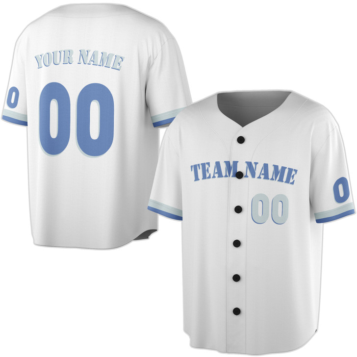 Custom Mustard Blue Trim Baseball Jersey - Personalized Name & Number - Adult, Youth, Kid