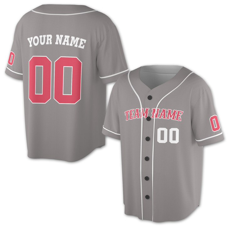 Custom Red  White Trim Baseball Jersey - Personalized Name & Number - Adult, Youth, Kid