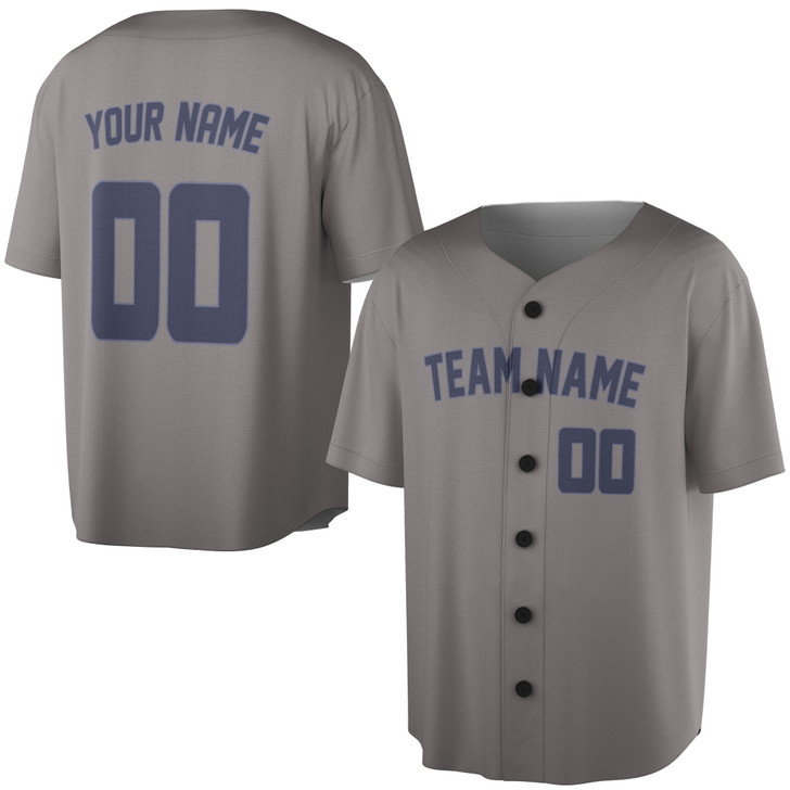 Custom Solid Navy Text Baseball Jersey - Personalized Name & Number - Adult, Youth, Kid.