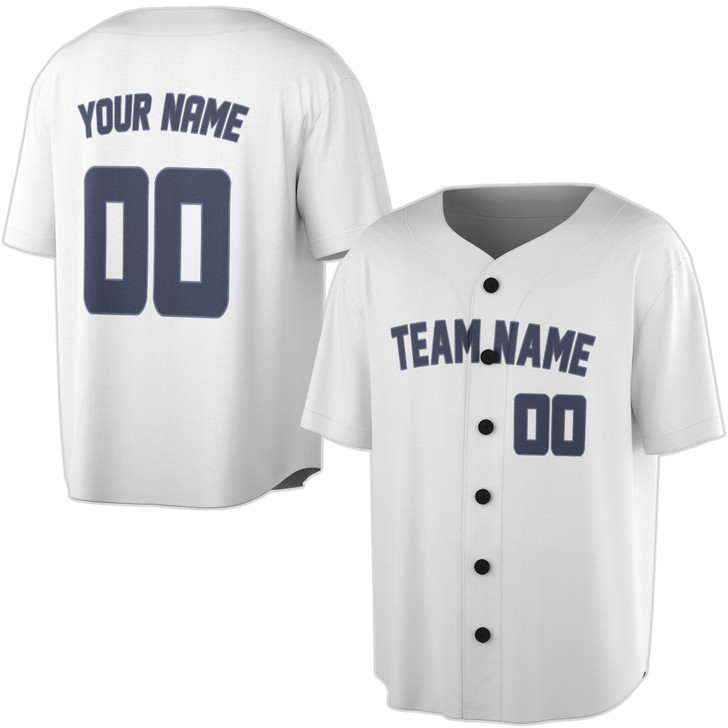Custom Solid Navy Text Baseball Jersey - Personalized Name & Number - Adult, Youth, Kid.