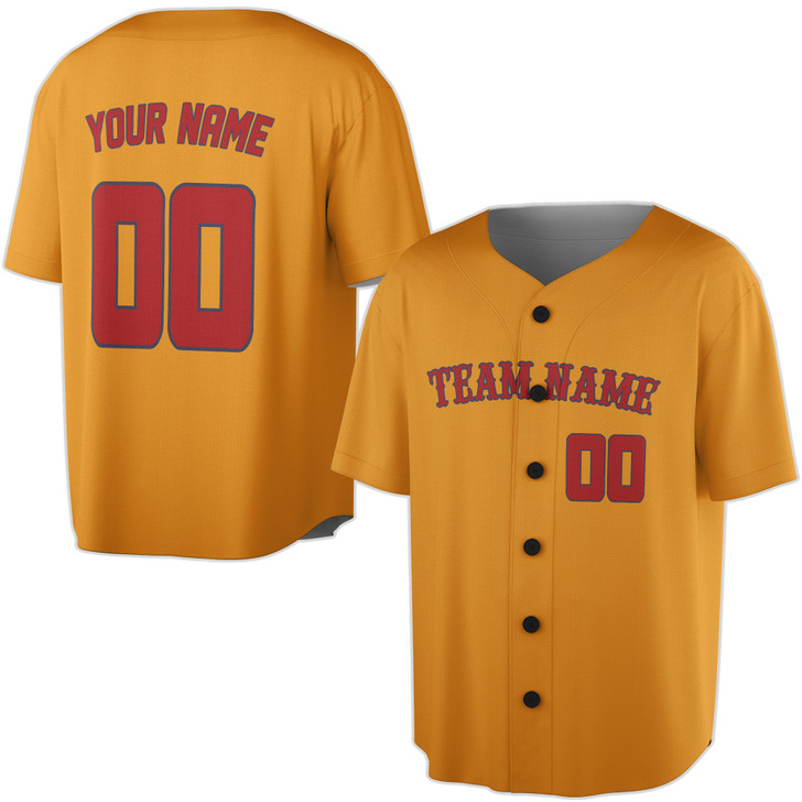 Custom Solid  Red  Trim Baseball Jersey - Personalized Name & Number - Adult, Youth, Kid.