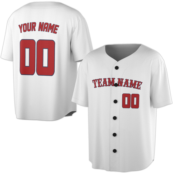 Custom Solid  Red  Trim Baseball Jersey - Personalized Name & Number - Adult, Youth, Kid.