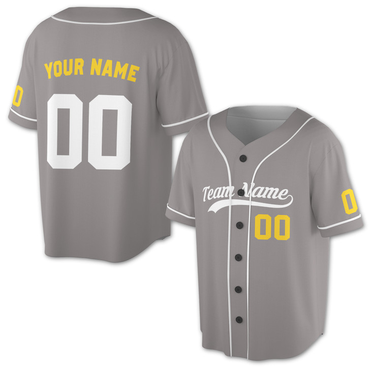 Custom Yellow White Trim Baseball Jersey - Personalized Name & Number - Adult, Youth, Kid