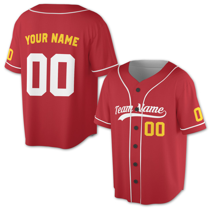 Custom Yellow White Trim Baseball Jersey - Personalized Name & Number - Adult, Youth, Kid