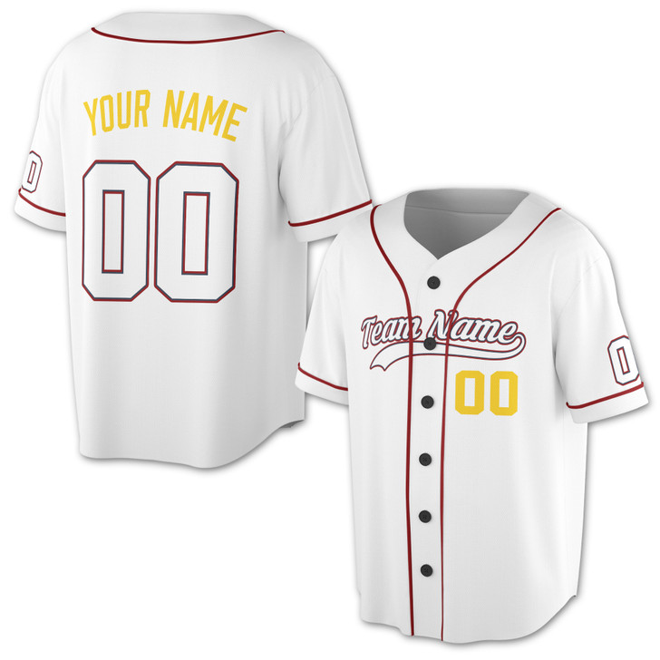 Custom Solid  Yellow White Trim Baseball Jersey - Personalized Name & Number - Adult, Youth, Kid