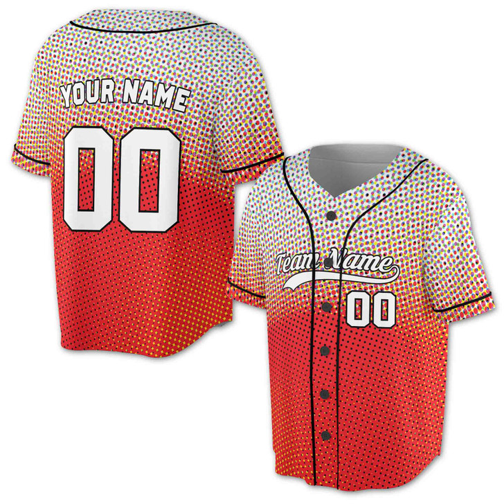 Custom White Halftone Dot Gradient Baseball Jersey- - Personalized Name & Number - Adult, Youth, Kid.