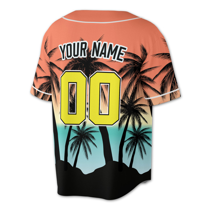 Custom Team Name Tropical Palm Tree Summer Baseball Jersey - Personalized Name & Number - Adult, Youth, Kid Sizes