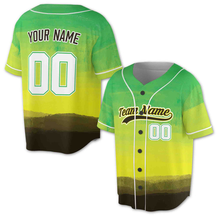 Custom Multicolor Three-Tone Ombre Watercolor Pattern Baseball Jersey - Personalized Name, Team & Number - Adult, Youth, Kid