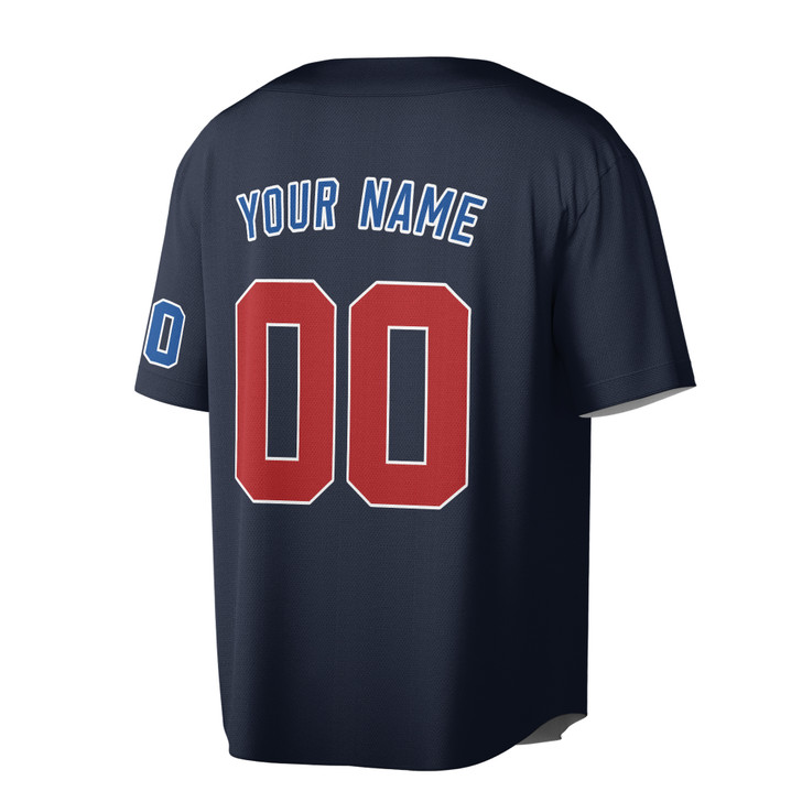 Custom Solid Light Blue with Red and White Trim Baseball Jersey - Personalized Name & Number - Adult, Youth, Kid.