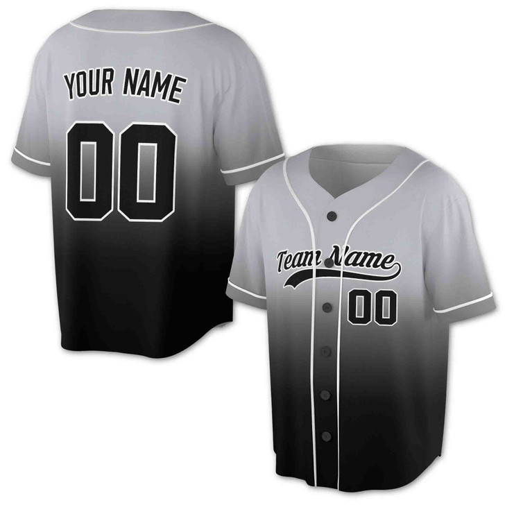 Custom Ombre Gradient with Orange Piping Baseball Jersey - Personalized Name & Number - Adult, Youth, Kid.