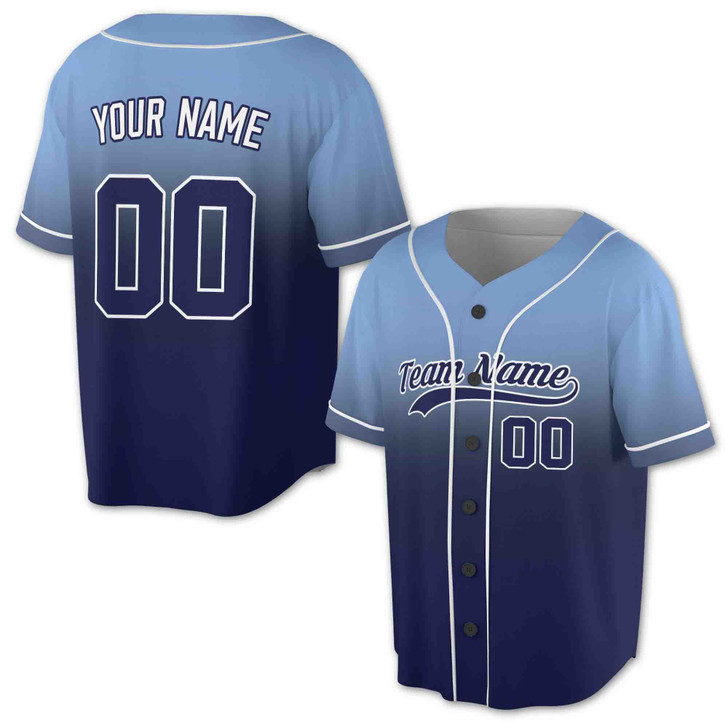 Custom Ombre Gradient with Orange Piping Baseball Jersey - Personalized Name & Number - Adult, Youth, Kid.