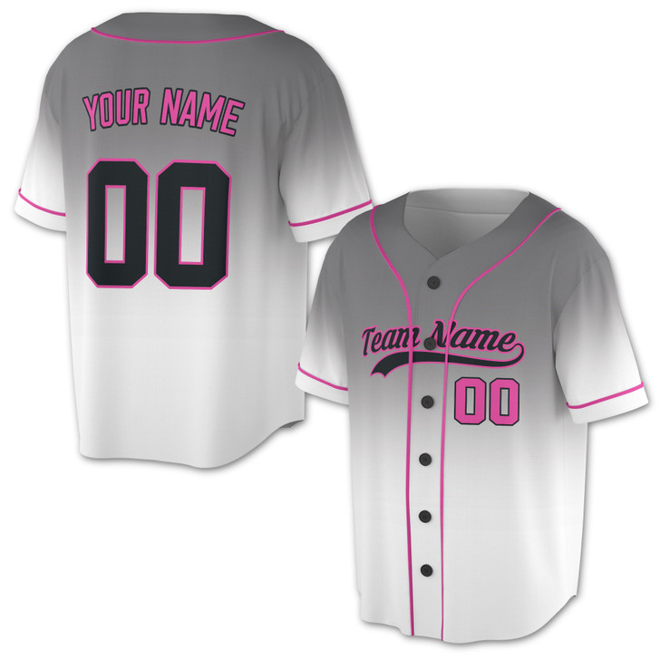 Custom Ombre Gradient with Orange Piping Baseball Jersey - Personalized Name & Number - Adult, Youth, Kid.