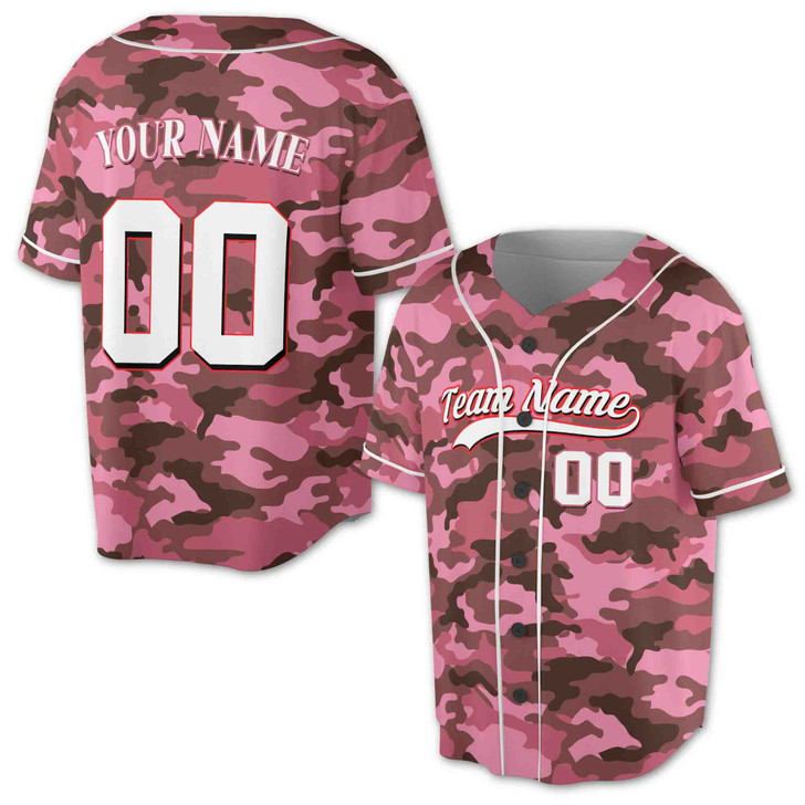Custom Green Camo with White Piping Baseball Jersey - Personalized Name & Number - Adult, Youth, Kid.
