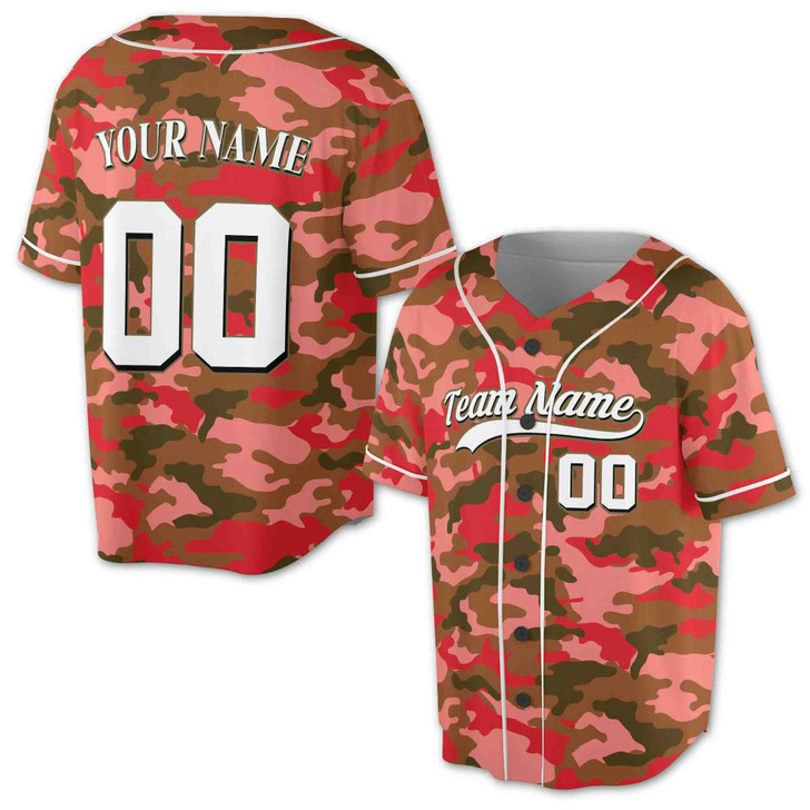 Custom Green Camo with White Piping Baseball Jersey - Personalized Name & Number - Adult, Youth, Kid.