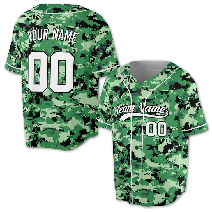 Custom Brown Digital Camo with White Piping Baseball Jersey - Personalized Name & Number - Adult, Youth, Kid.