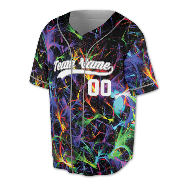 Custom Colorful Neon Fiber Optics Baseball Jersey - Personalized Name & Number - Adult, Youth, Kid