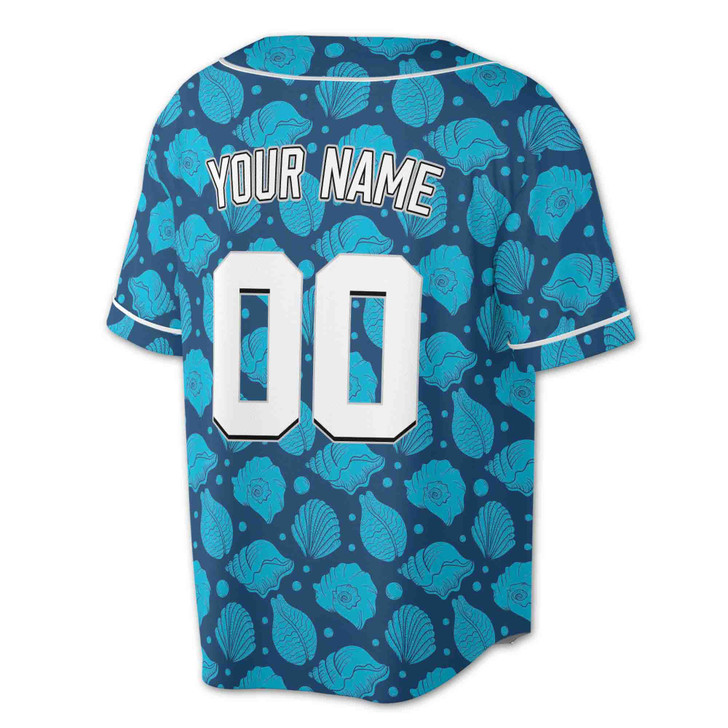 Custom Seashell Ocean Pattern Baseball Jersey - Personalized Name & Number - Adult, Youth, Kid