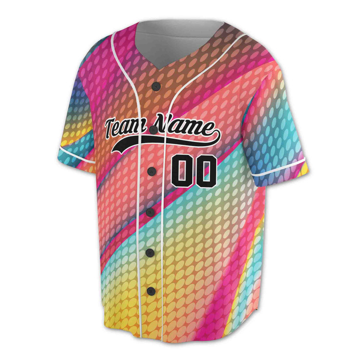 Custom Pink Dot Ombre Baseball Jersey - Personalized Name & Number - Adult, Youth, Kid
