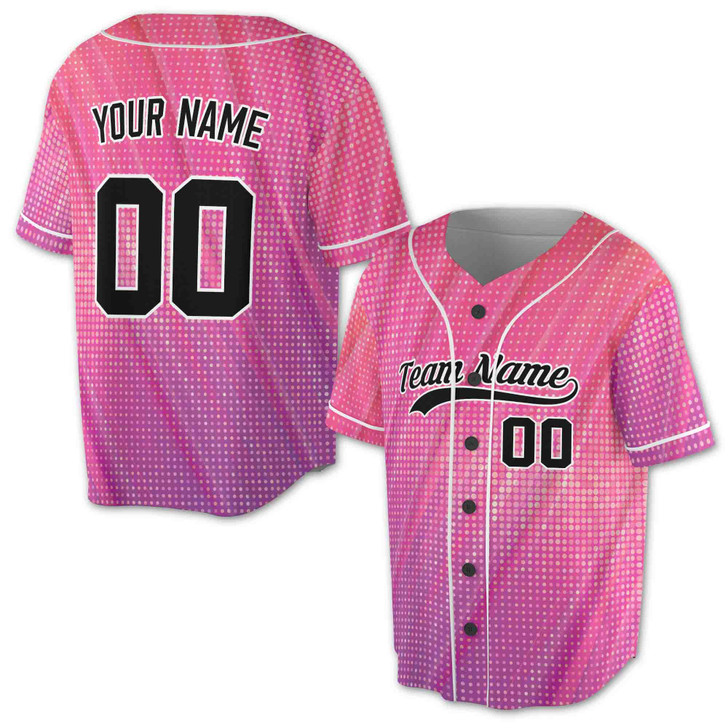 Custom Pink Dot Ombre Baseball Jersey - Personalized Name & Number - Adult, Youth, Kid