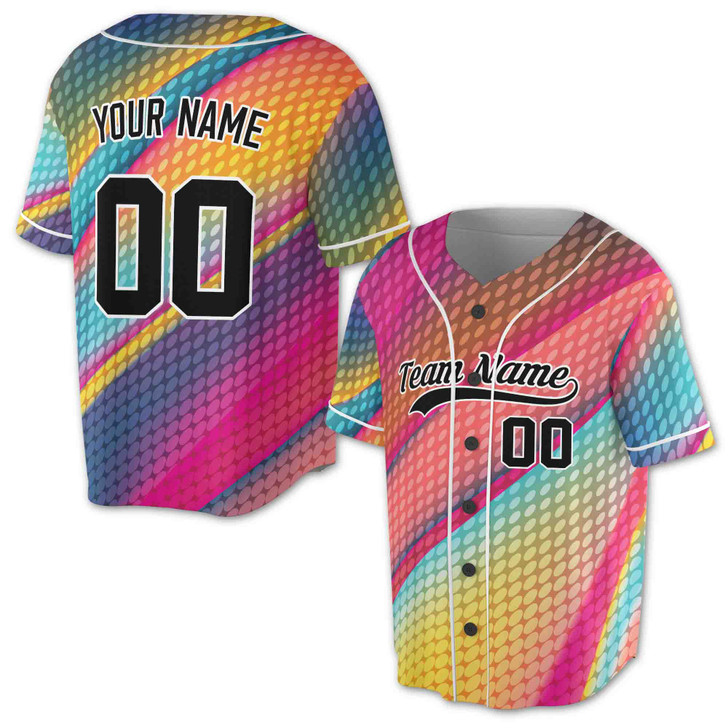 Custom Pink Dot Ombre Baseball Jersey - Personalized Name & Number - Adult, Youth, Kid