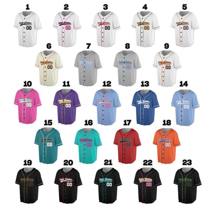 Custom Pinstripe with Teal Piping Baseball Jersey - Personalized Name & Number - Adult, Youth, Kid.